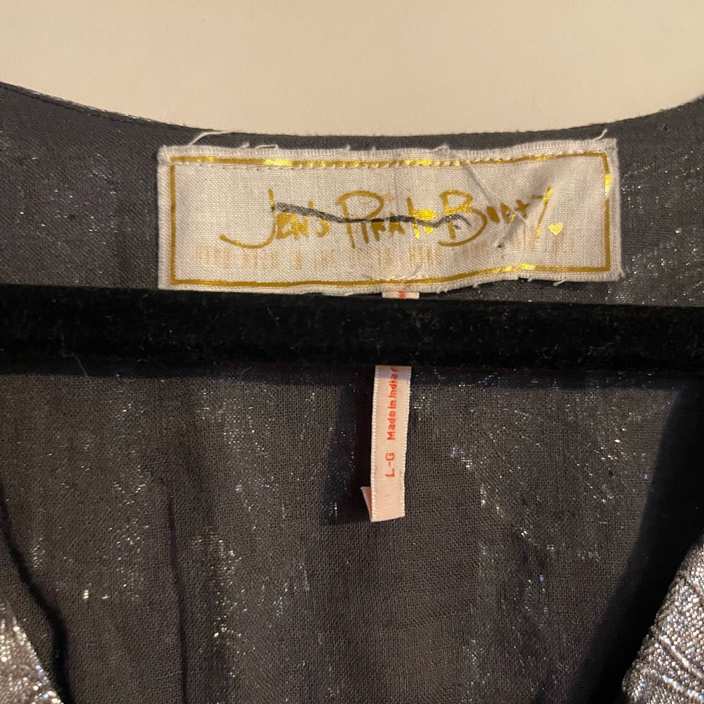 Jen's Pirate Booty x Free People Rising Star Mini Dress Metallic Floral sz L - Picture 7 of 7
